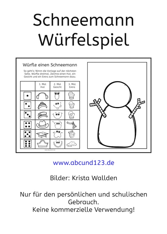 Schneemann Würfelspiel