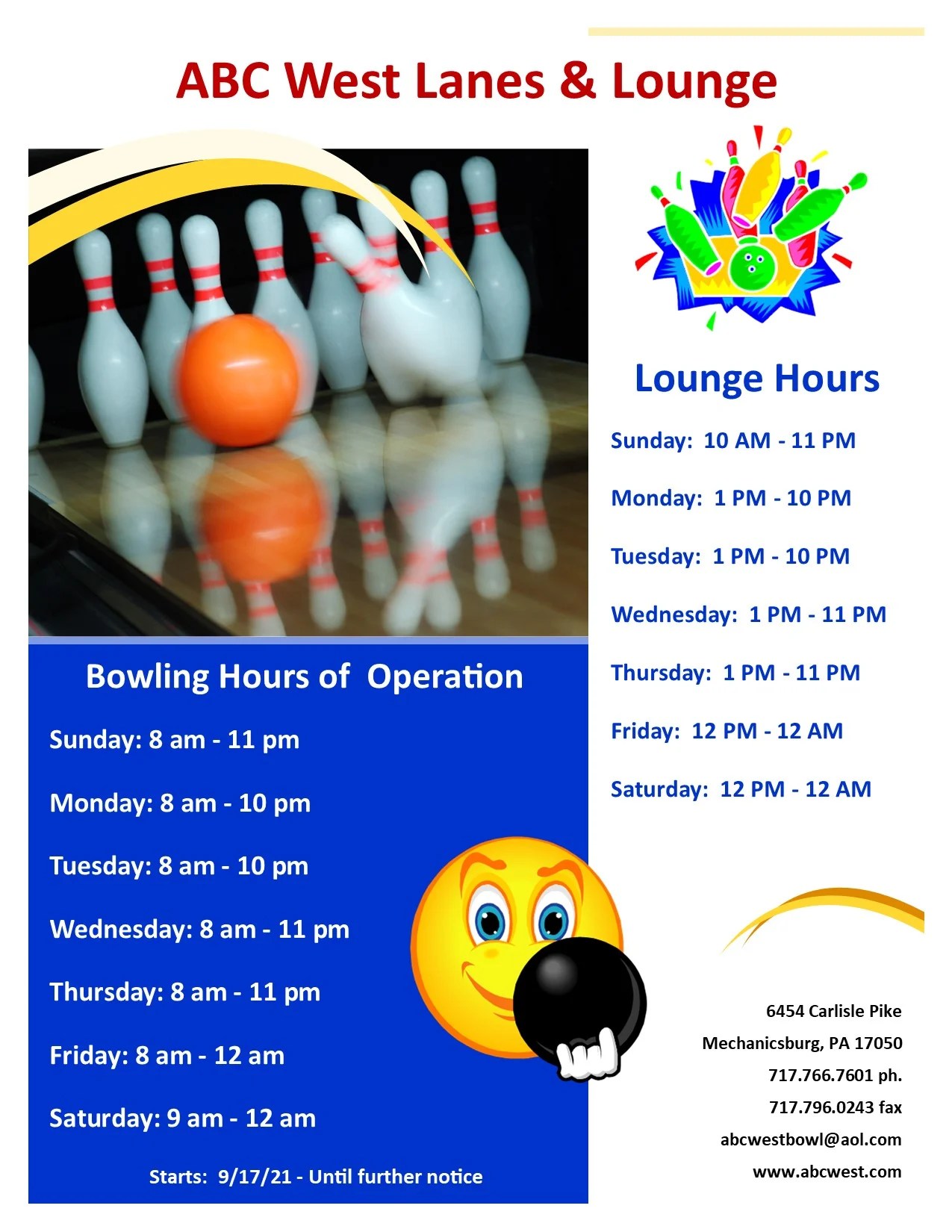 Bowling Alley Family Fun ABC West Lanes Mechanicsburg, PA