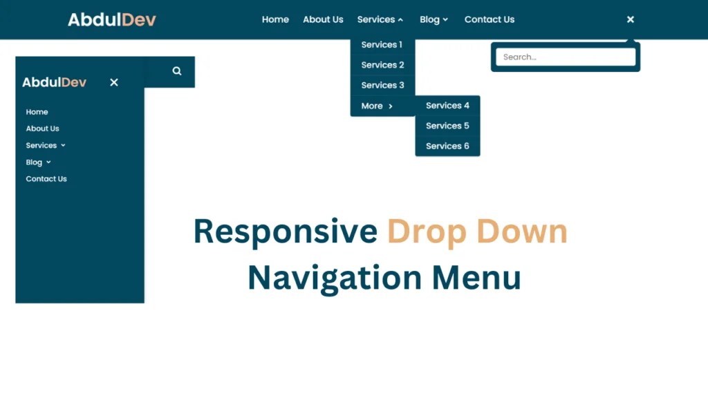 Responsive Dropdown Navigation Menu Using HTML, CSS, and JavaScript