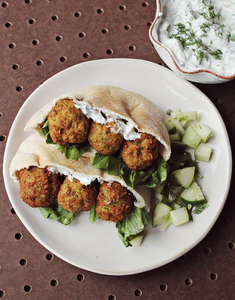 Homemade Falafel + Cucumber Dressing A Beautiful Mess