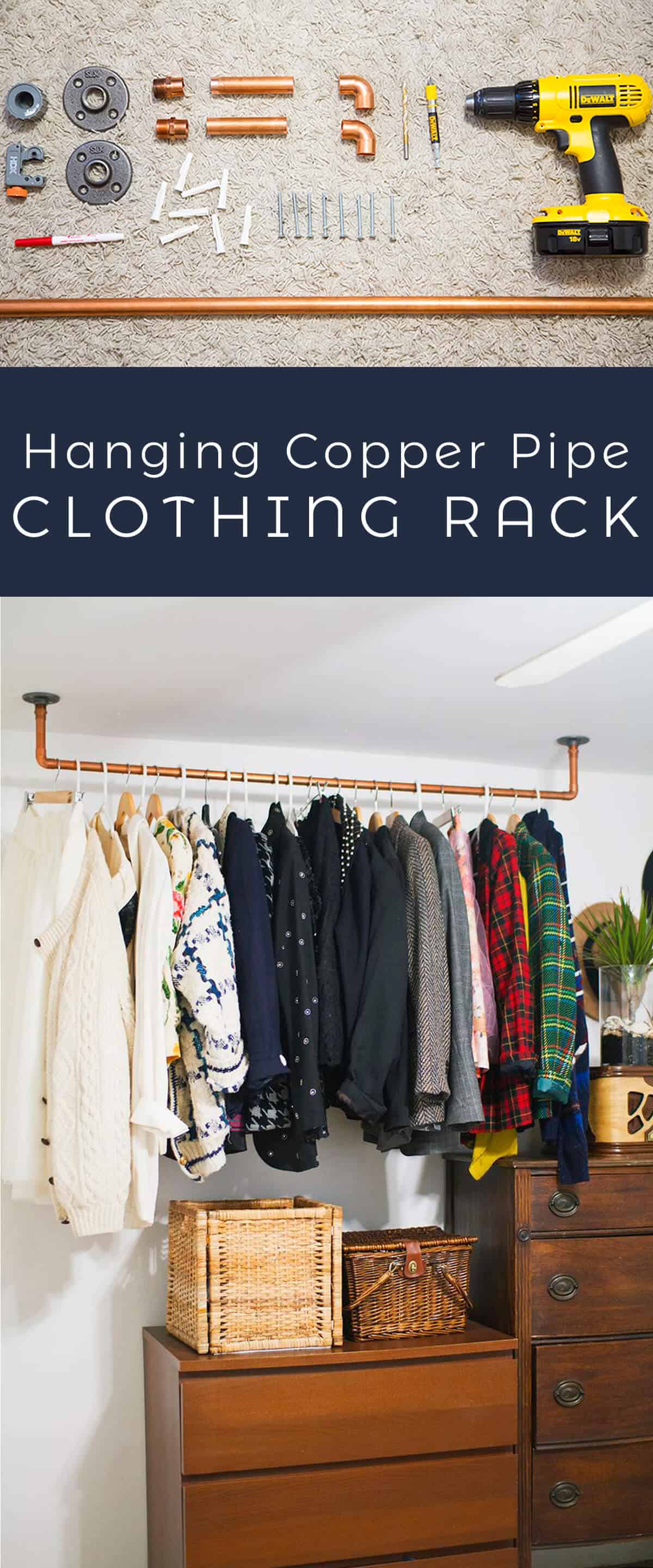 Hanging Copper Pipe Clothing Rack DIY A Beautiful Mess