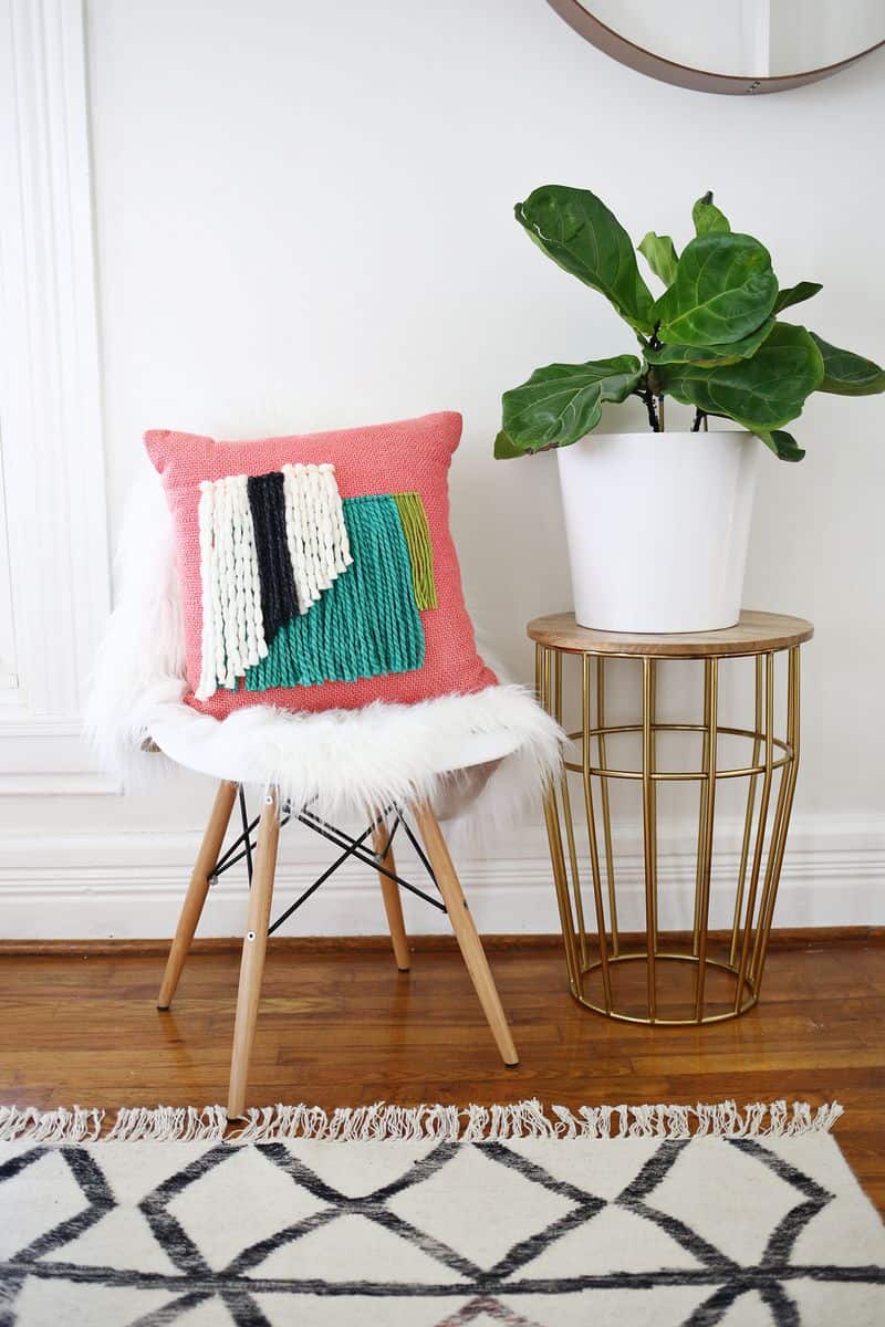 Yarn Fringe Pillow DIY A Beautiful Mess
