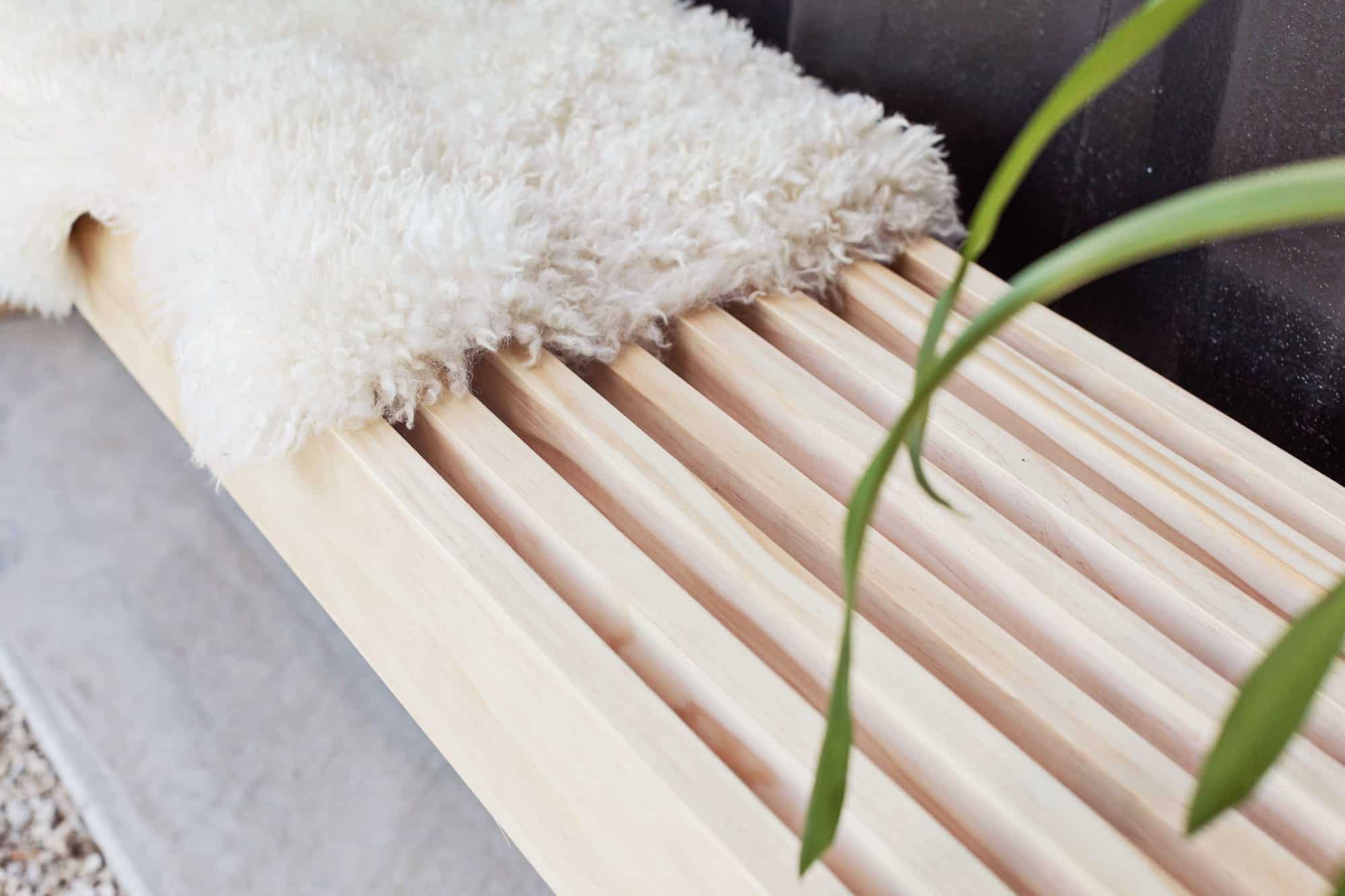 MidCentury Slatted Bench DIY A Beautiful Mess