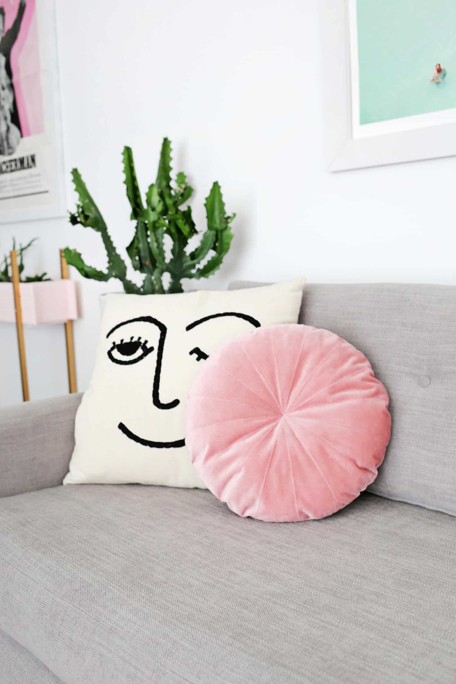 Round Velvet Pillow DIY A Beautiful Mess