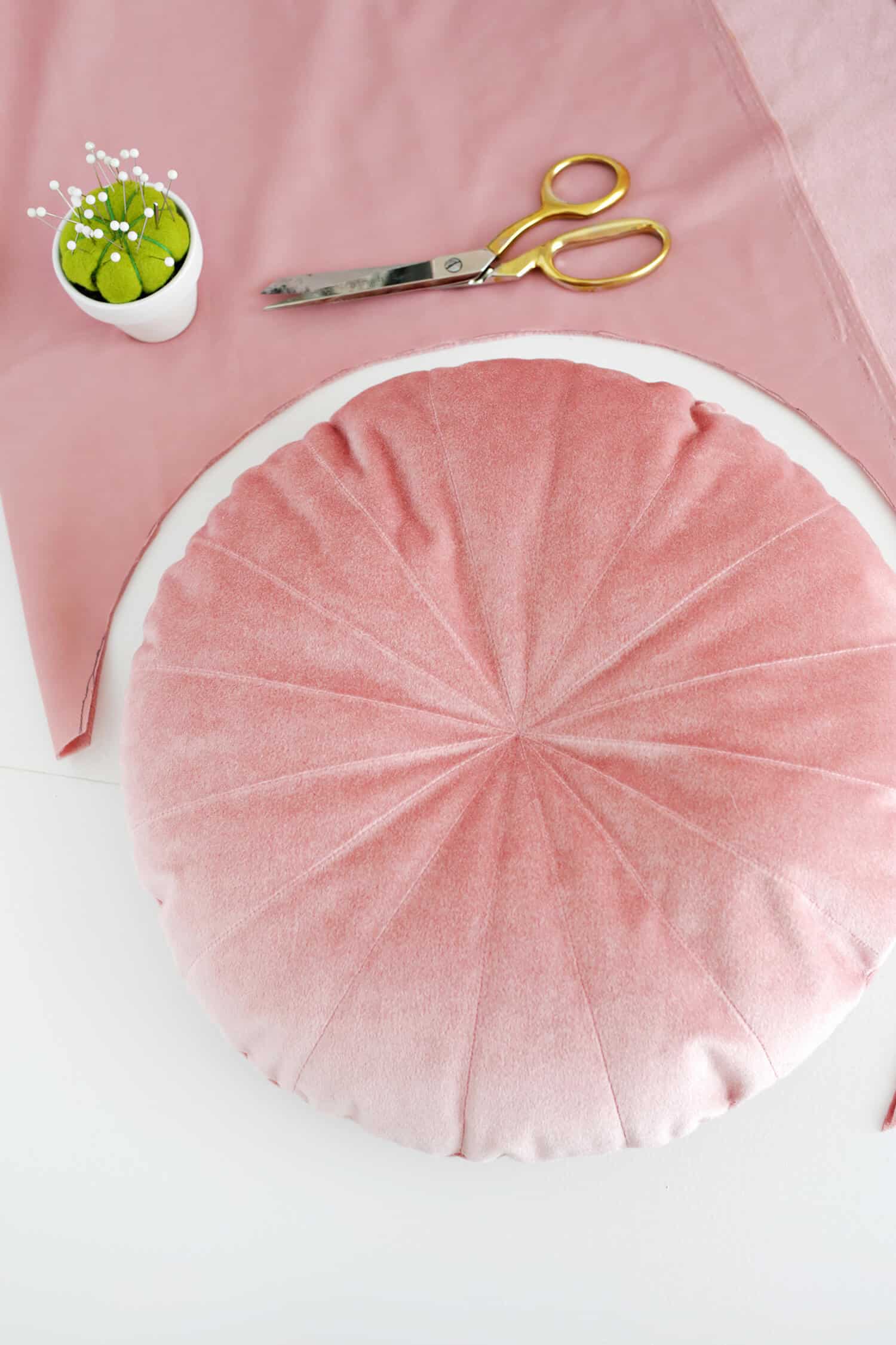Round Velvet Pillow DIY A Beautiful Mess