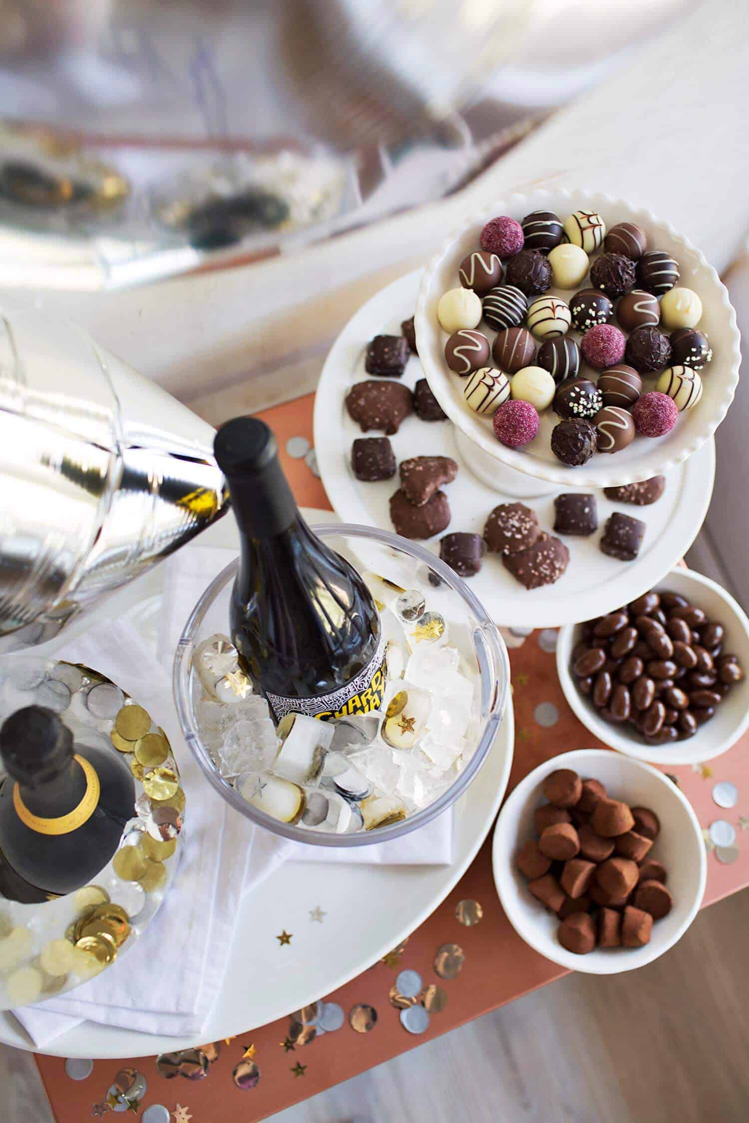 NYE Wine Bar Serving Chilled Wines & DIY Ice Bucket A Beautiful Mess