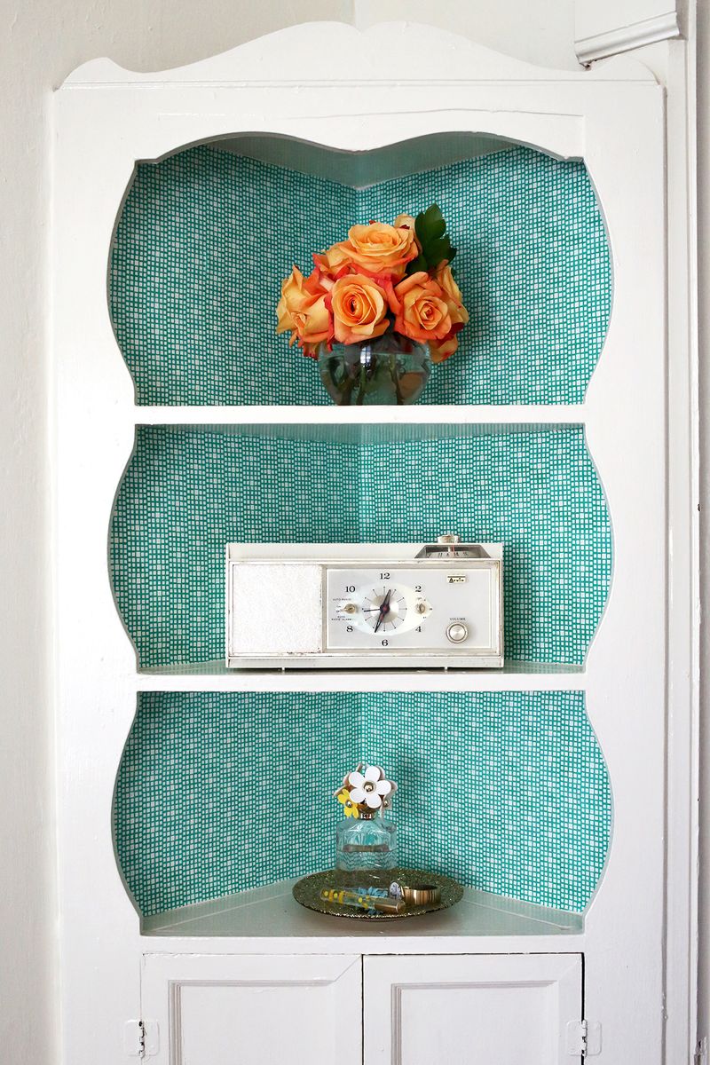 Try This Fabric Lined BuiltIn Shelves A Beautiful Mess