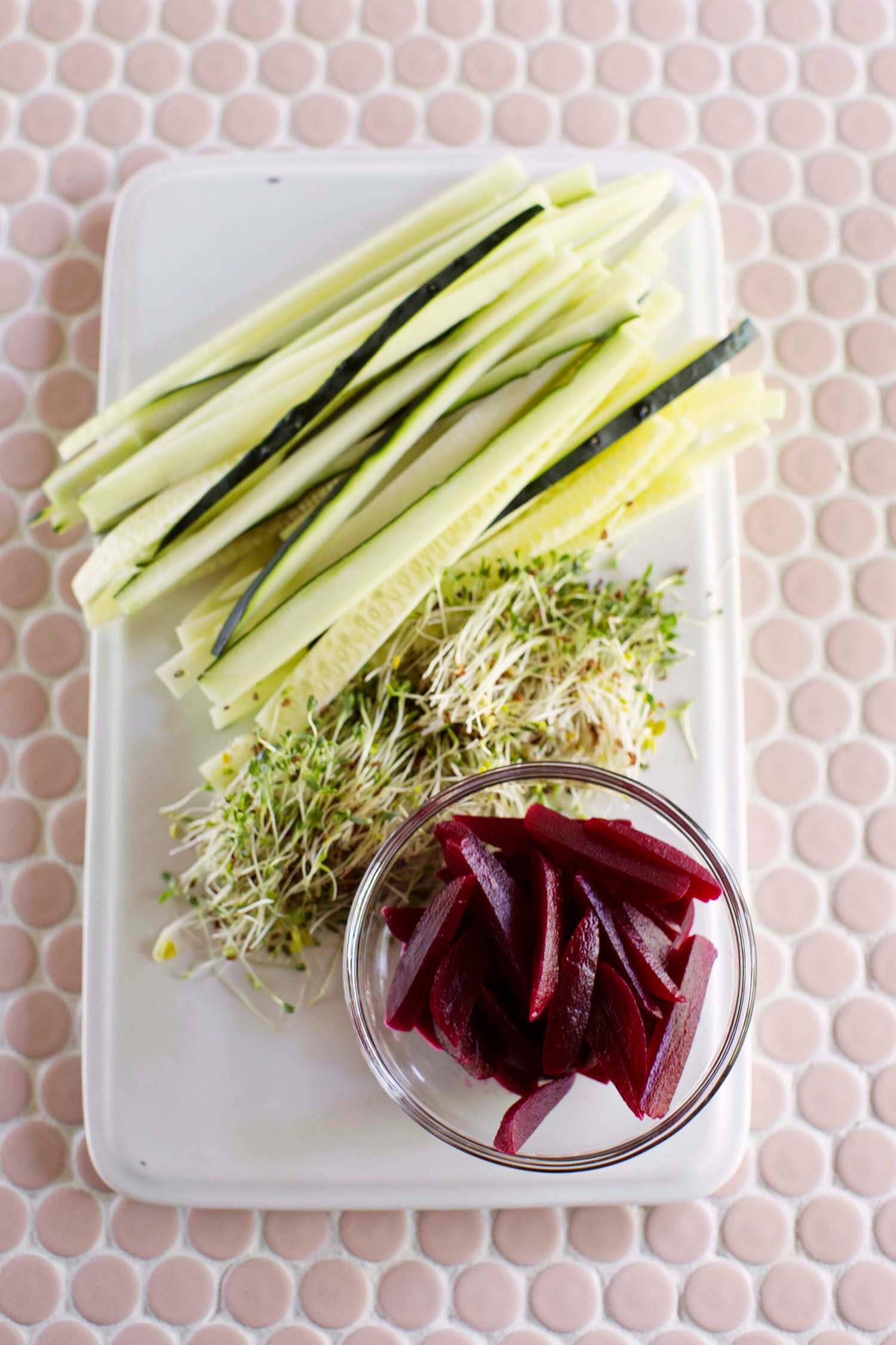 Crunchy Beet and Sprouts Sushi A Beautiful Mess