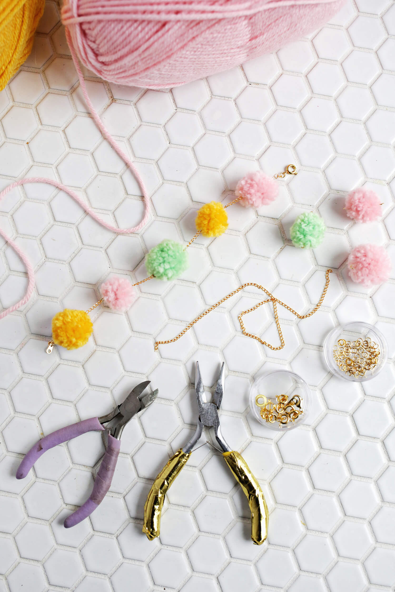 PomPom Bracelet DIY A Beautiful Mess