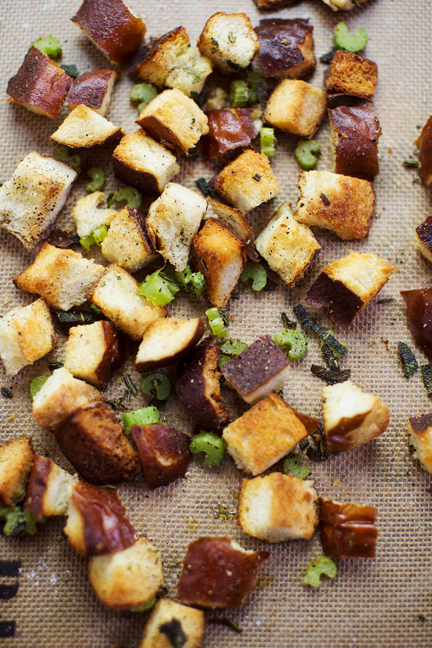 Autumn Bliss Salad with Stuffing Croutons A Beautiful Mess