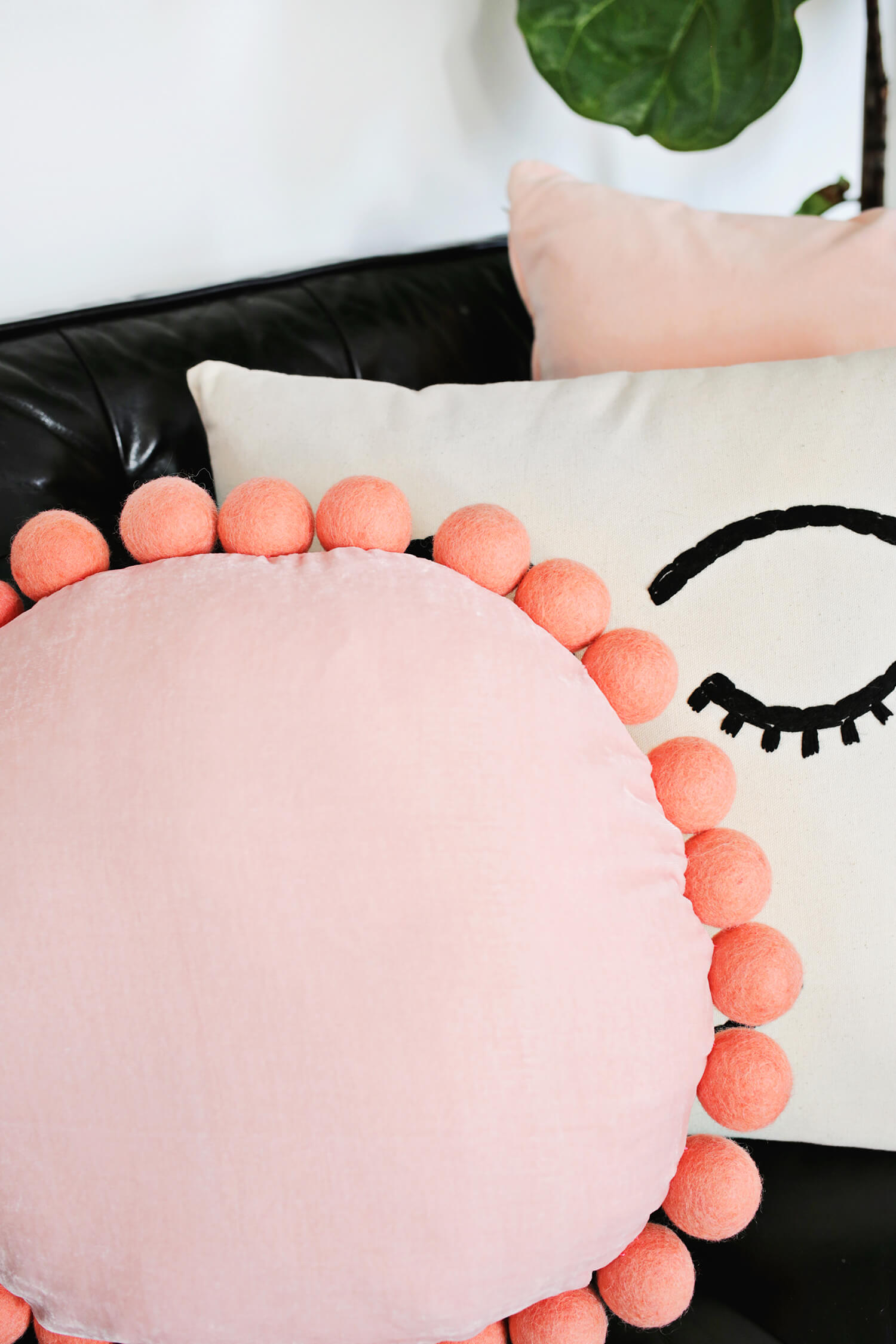 Round Felt Ball Pillow DIY A Beautiful Mess