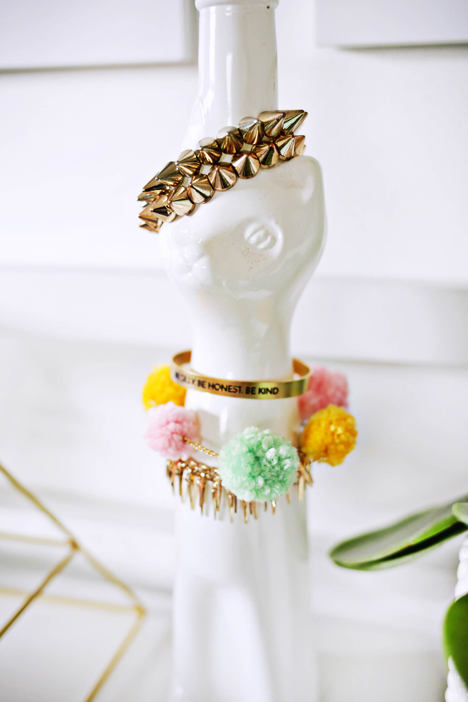 PomPom Bracelet DIY A Beautiful Mess