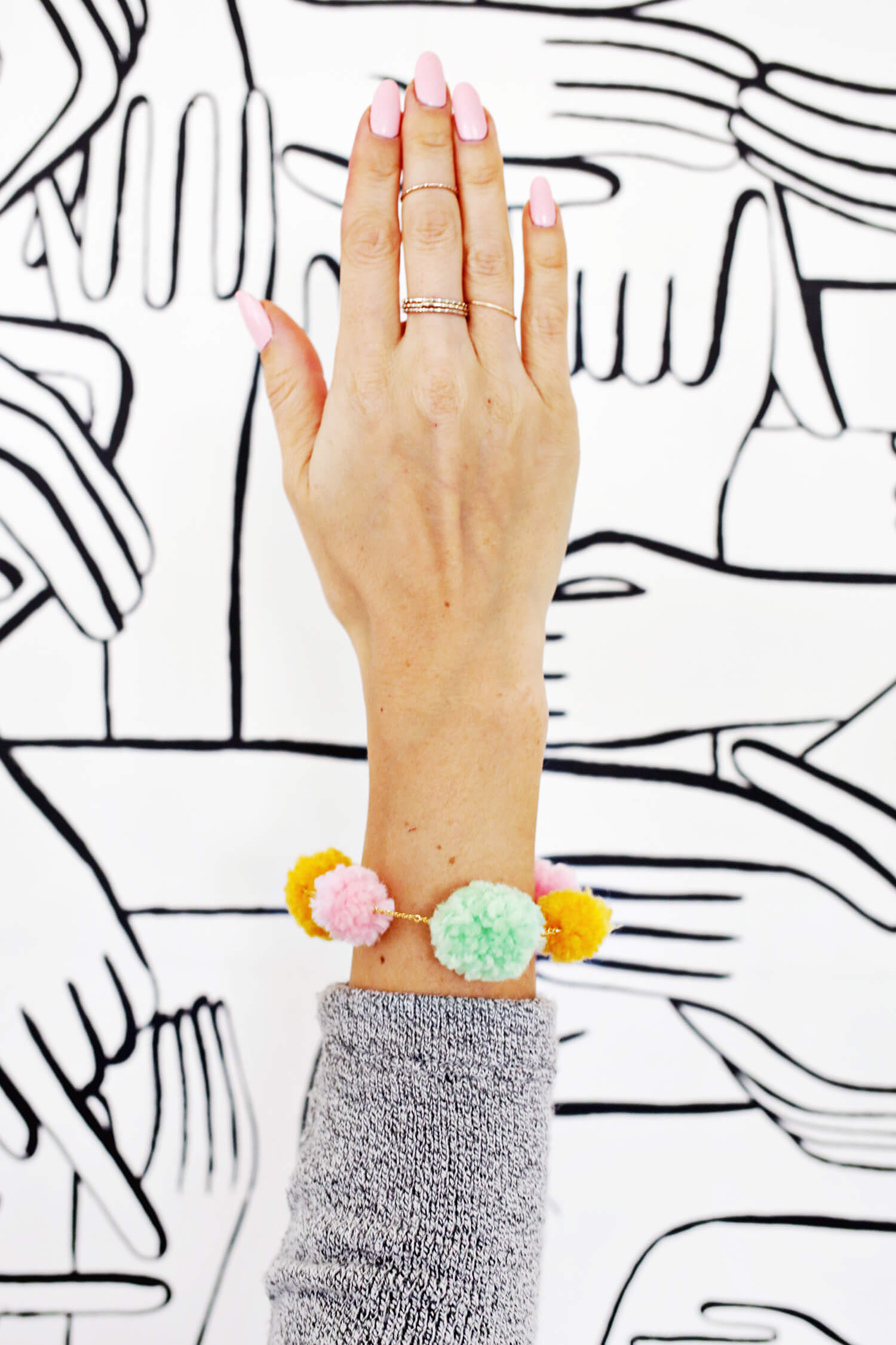 PomPom Bracelet DIY A Beautiful Mess