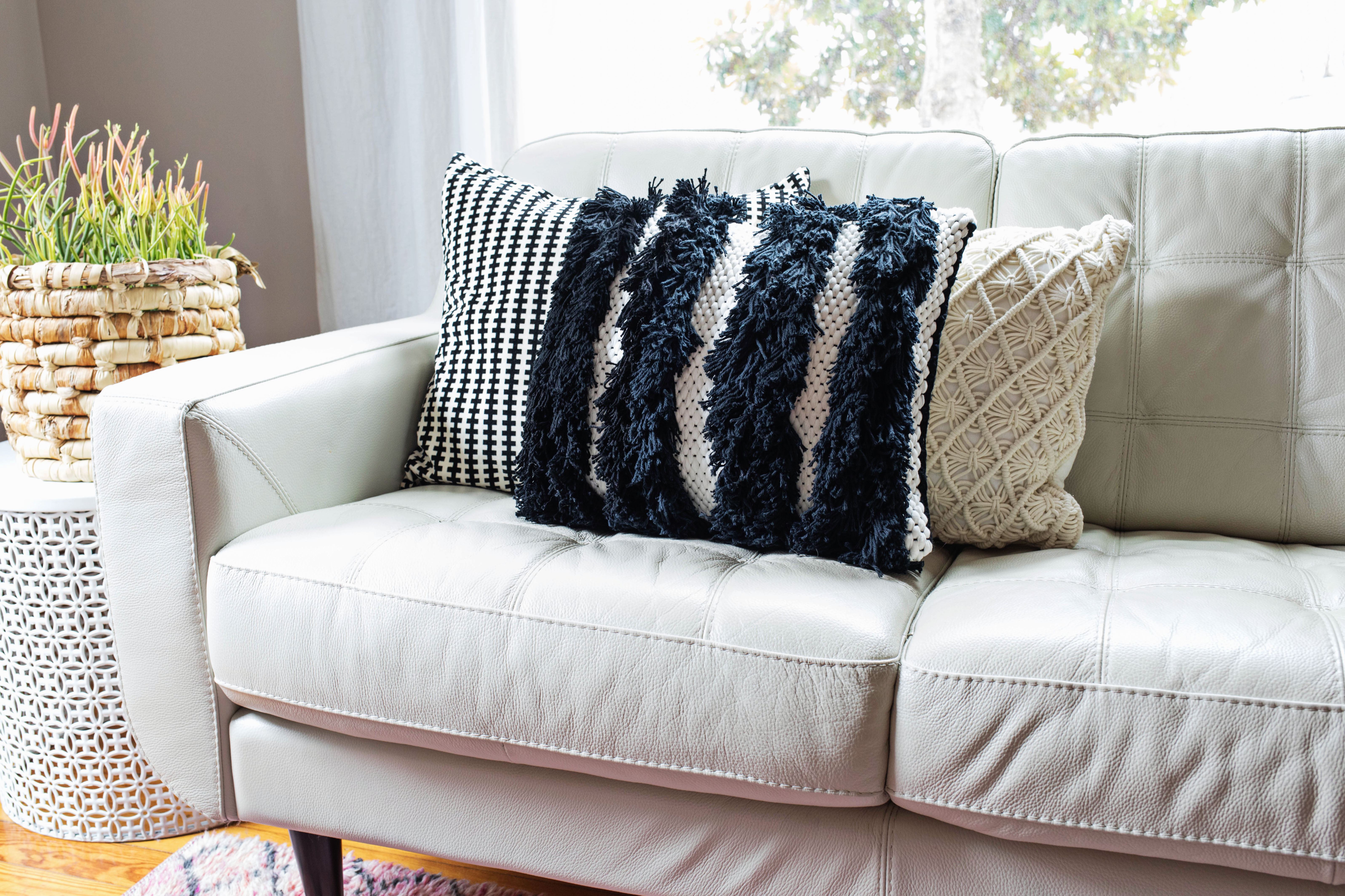 Textured Woven Pillow DIY A Beautiful Mess