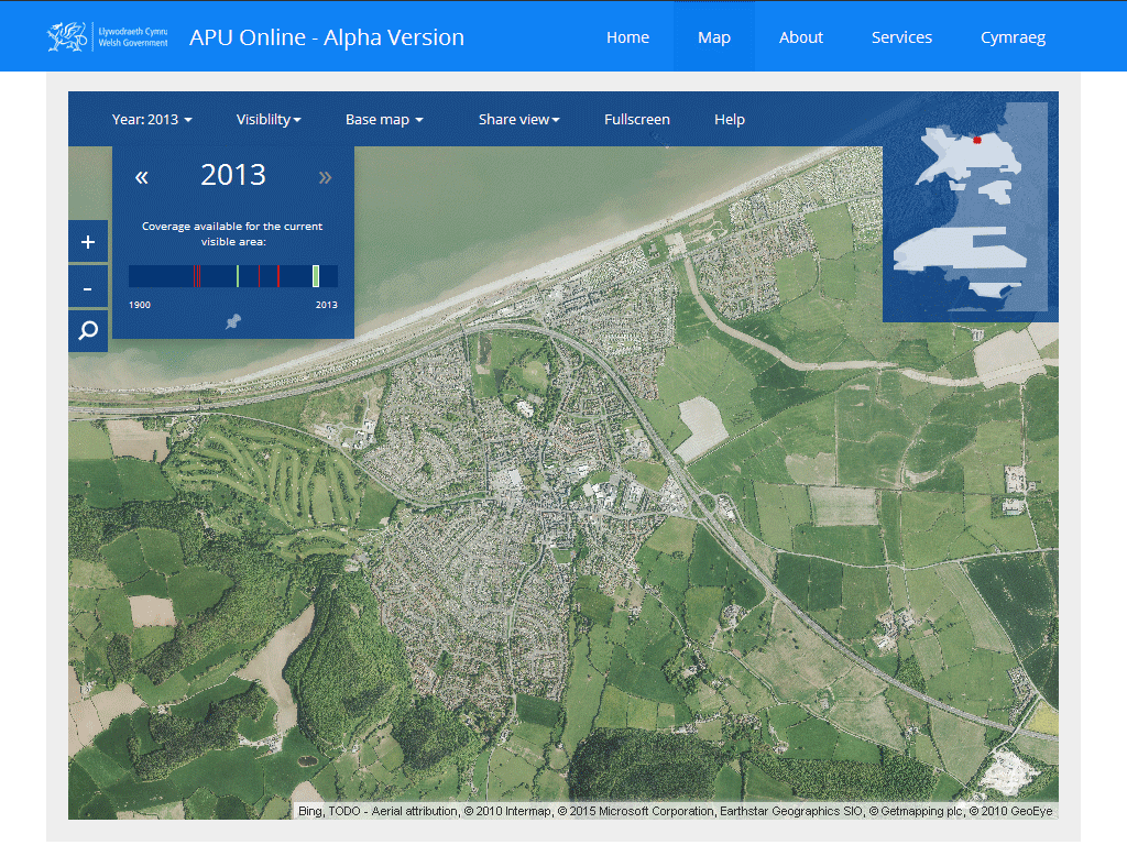 Abergele from the air 19692013