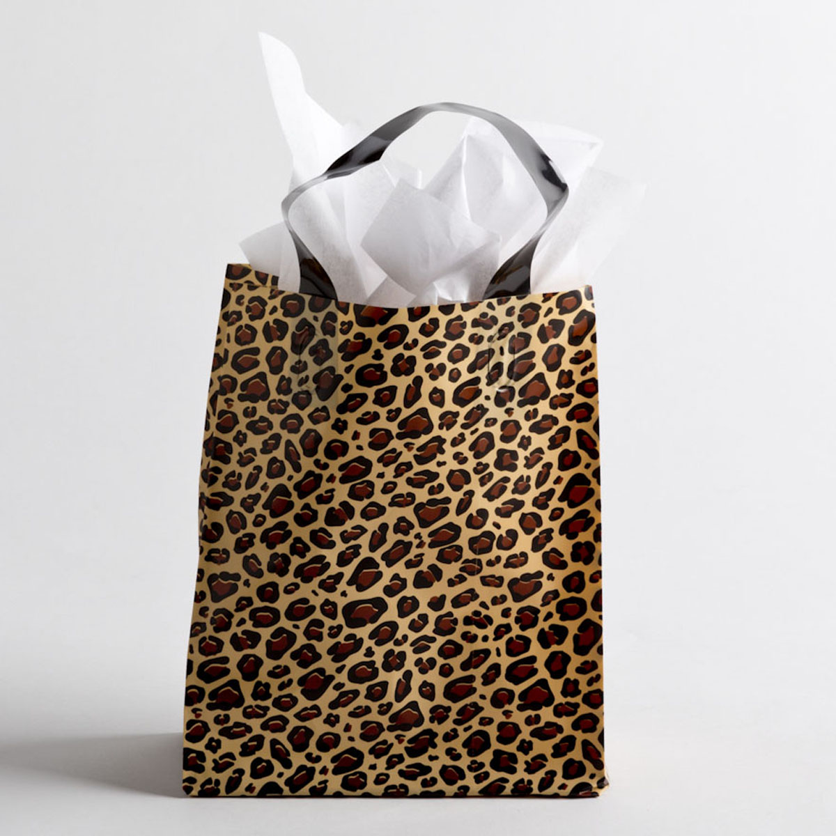 Leopard Plastic Shopping Bags Medium A&B Store Fixtures