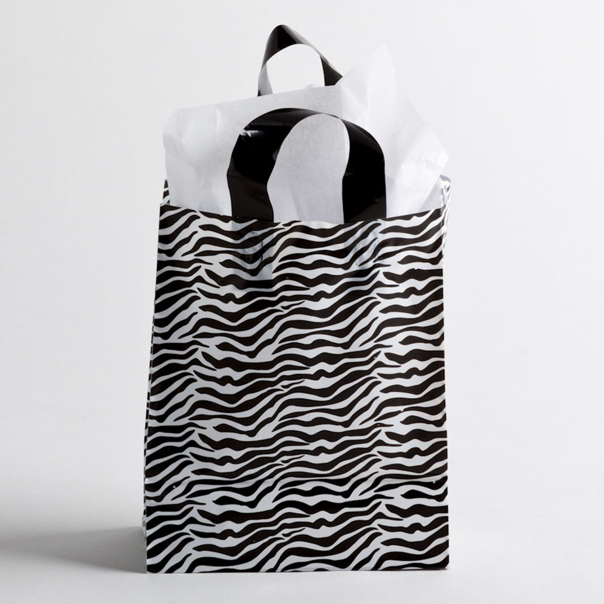 Zebra Print Plastic Bags Medium A&B Store Fixtures