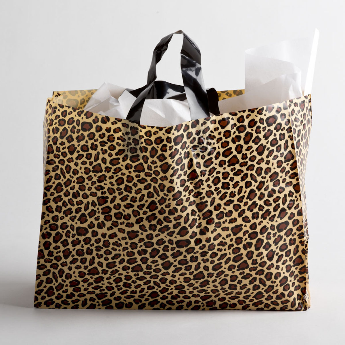 Leopard Plastic Shopping Bags Large A&B Store Fixtures