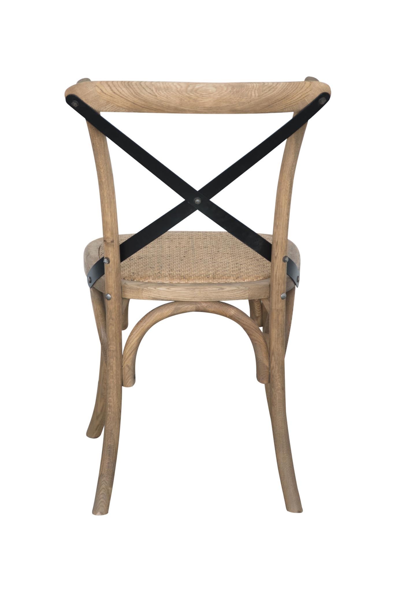 Provincial Cross Back Chairs (Rattan Seat) Natural Oak, Black and