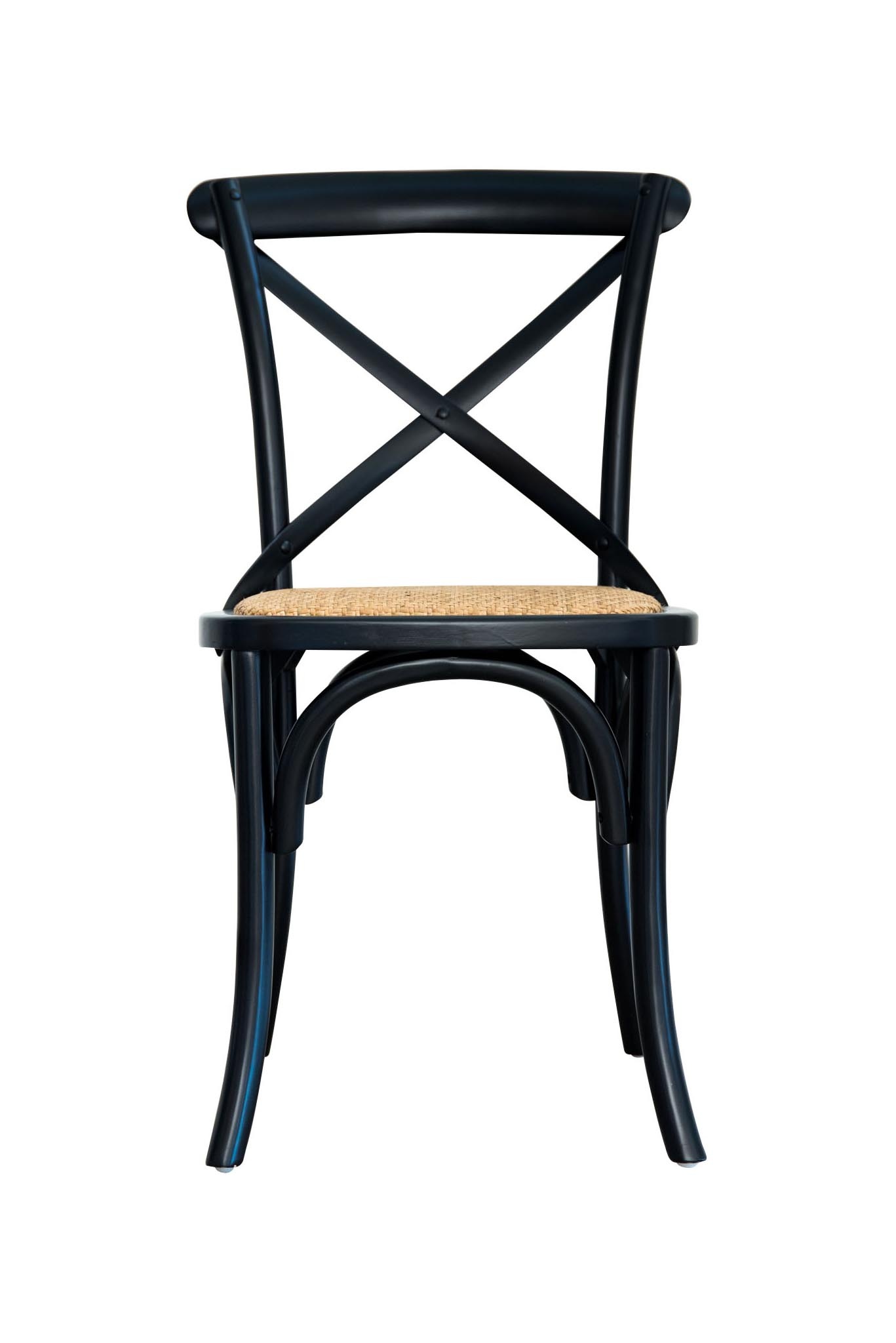 Provincial Cross Back Chairs (Rattan Seat) Natural Oak, Black and