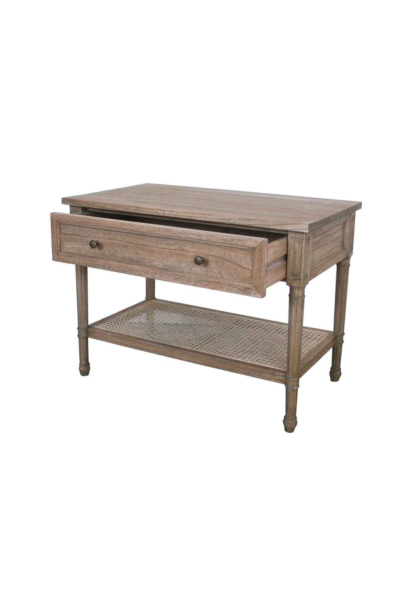 Hamilton Cane Nightstand White and Weathered Oak Abide Interiors