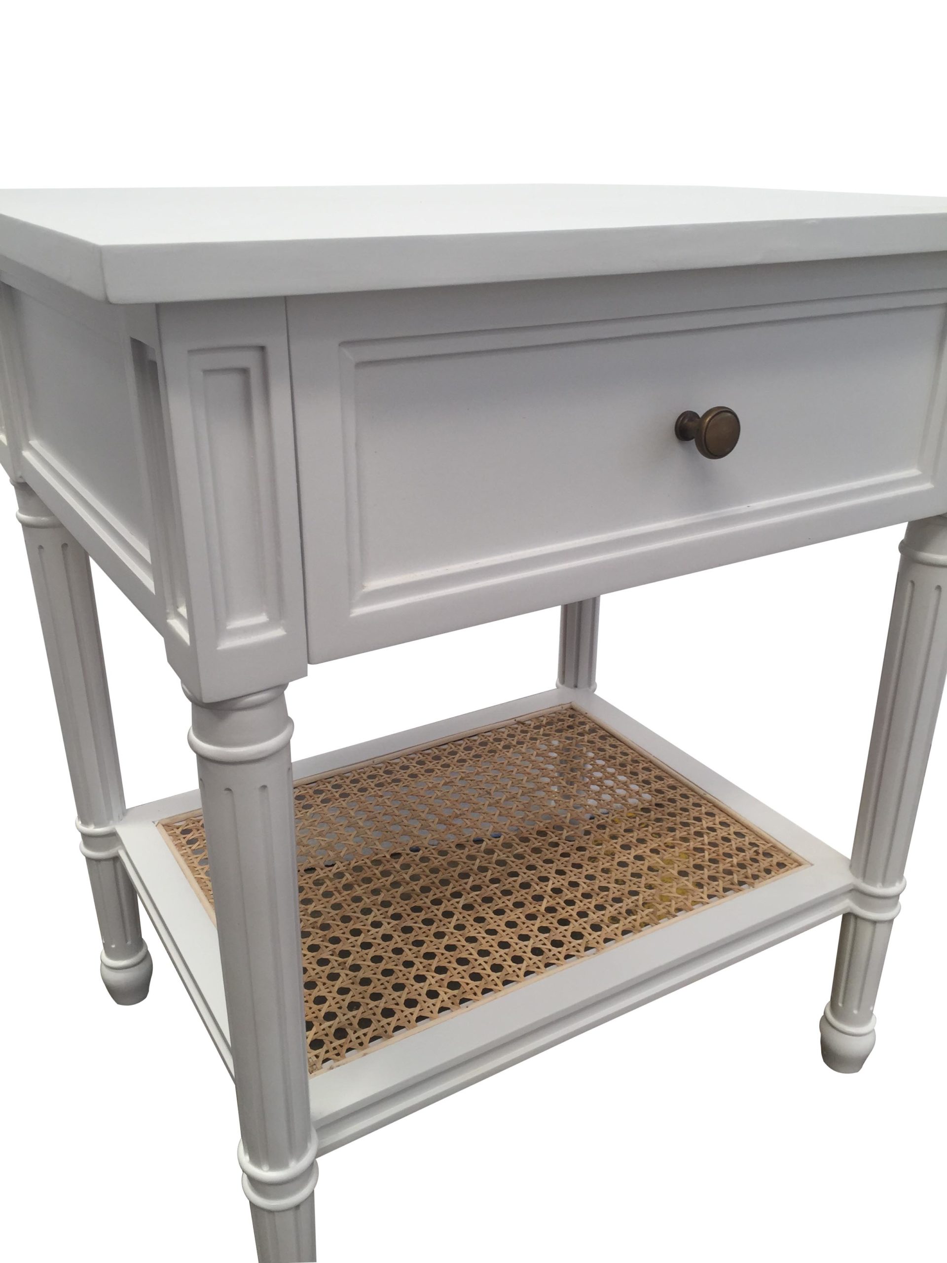 Hamilton Cane Bedside Table White Abide Interiors