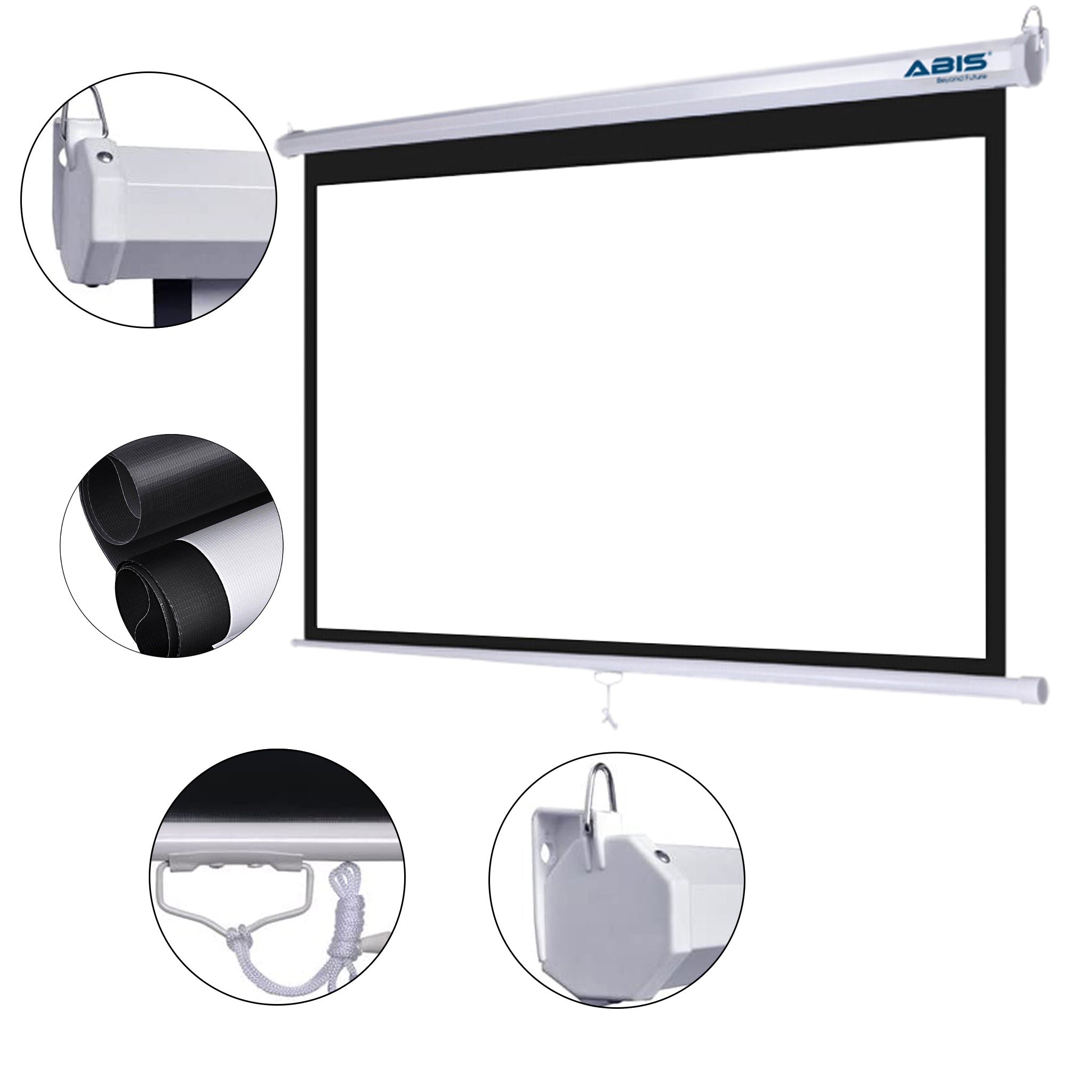 Manual Projector Screen 100" inches 169 Aspect Ratio Resolution FHD