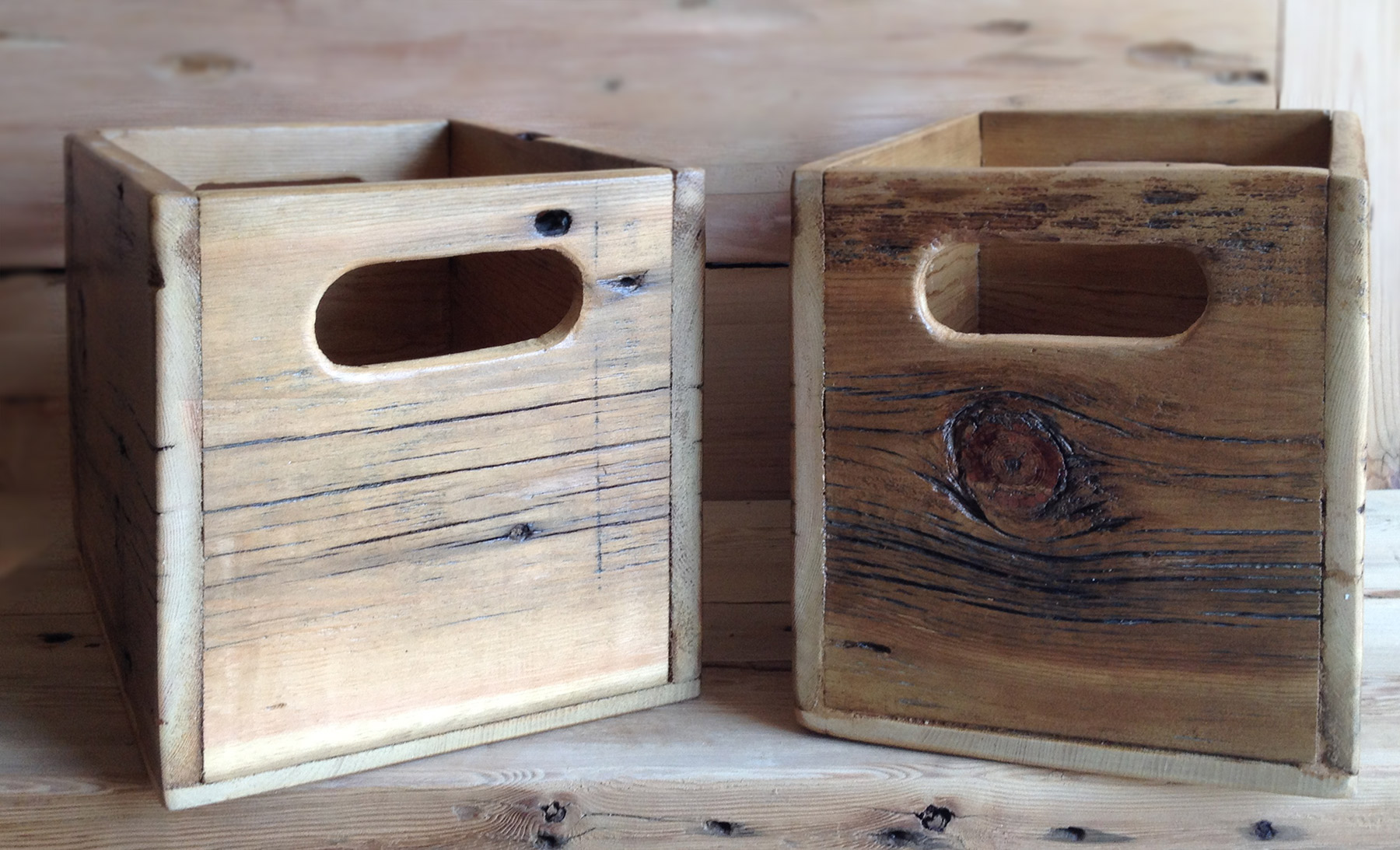 Reclaimed wood storage boxes Abodeacious