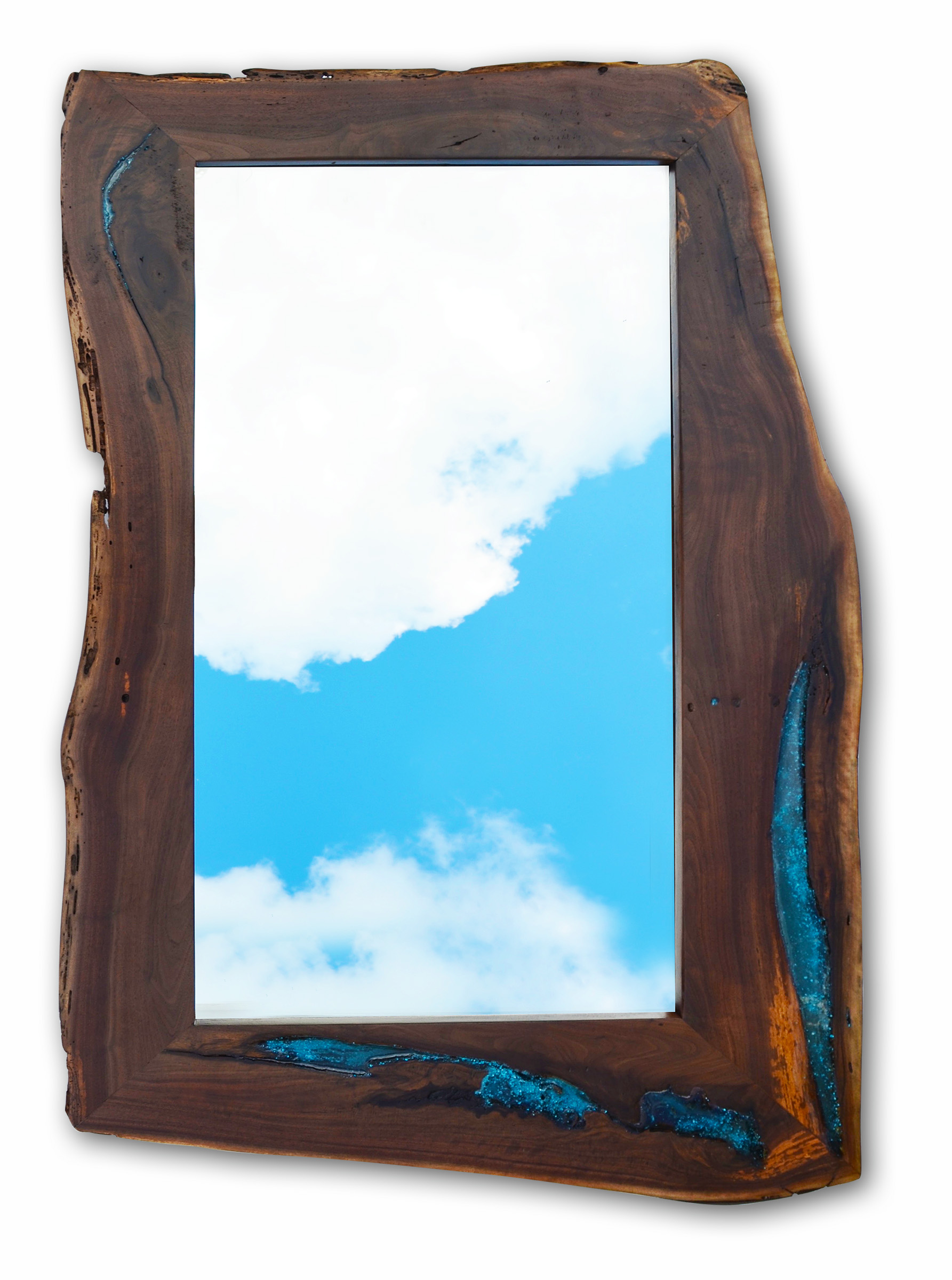 Live edge walnut inlay mirror Abodeacious