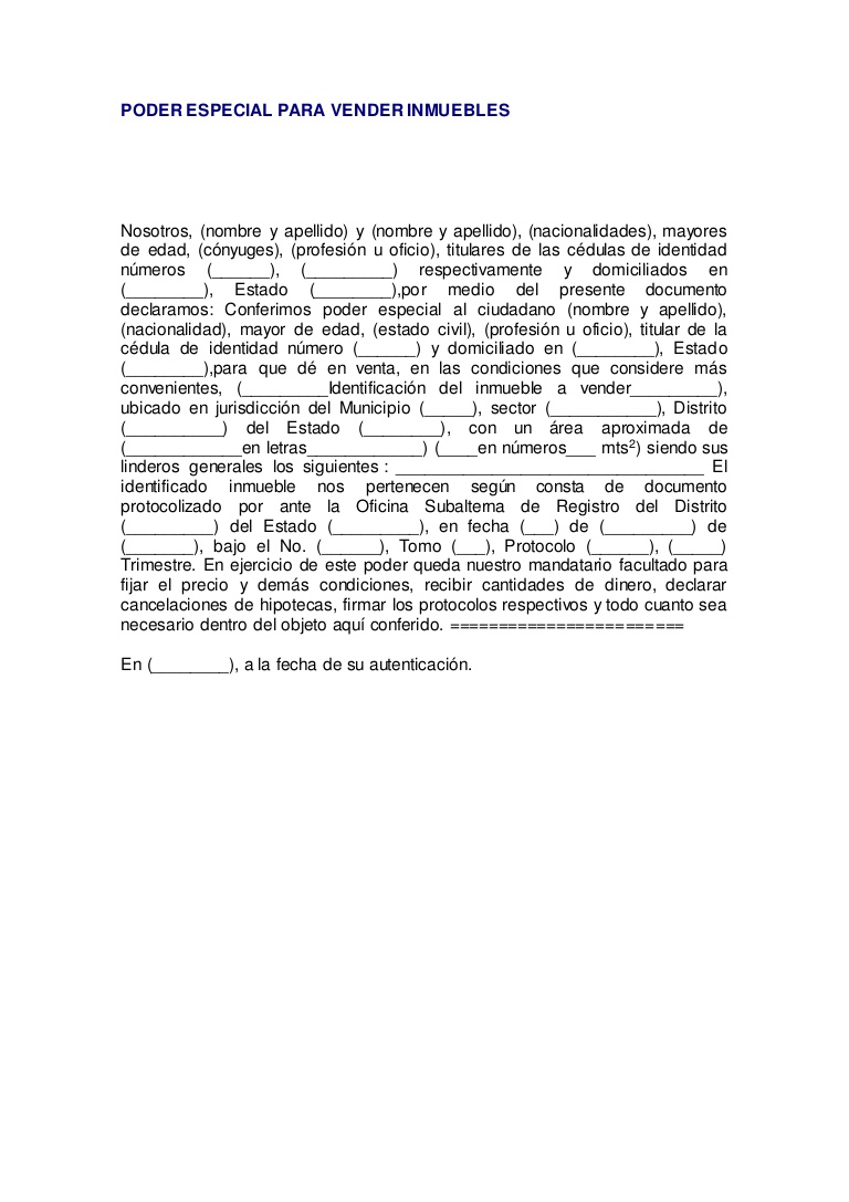 Carta de poder notarial Plantilla