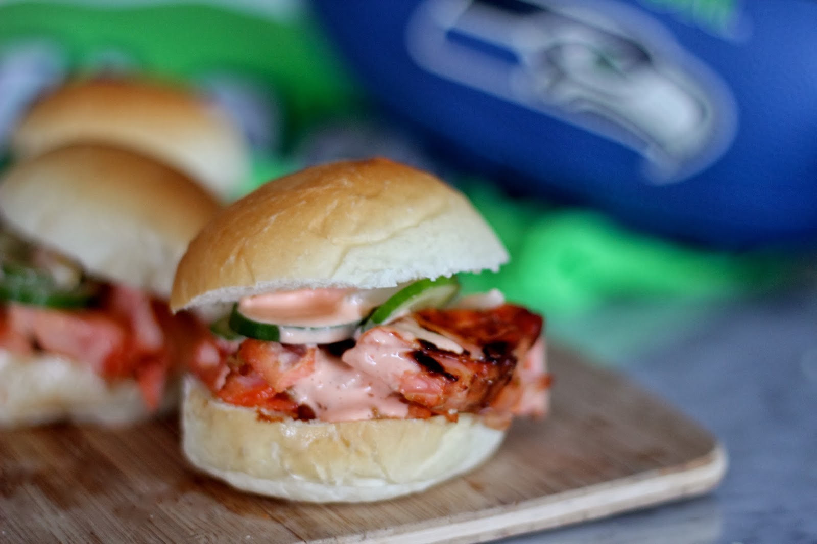Seahawk Salmon Sliders with Sriracha Mayo A Bountiful Kitchen