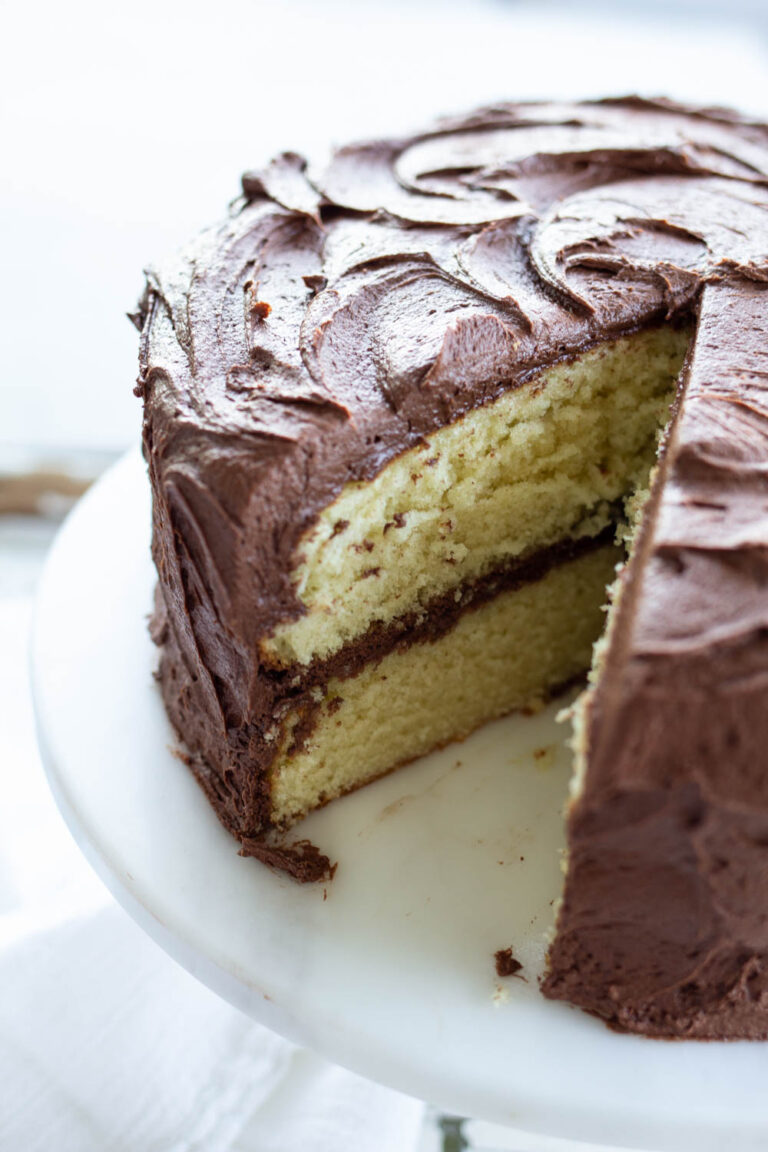The Best Yellow Cake with Chocolate Frosting A Bountiful Kitchen
