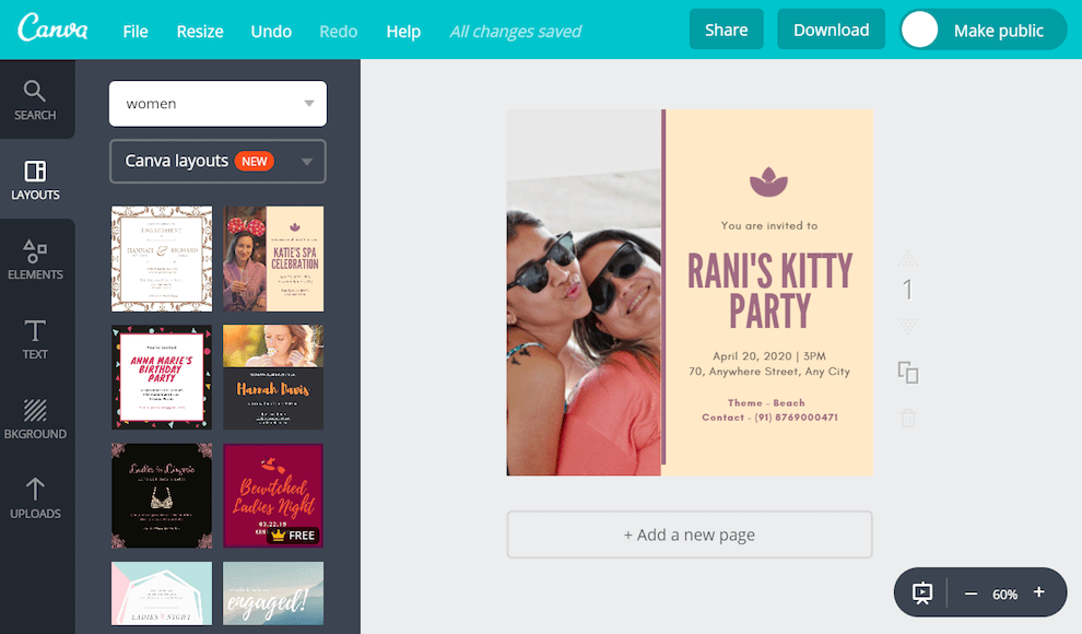 Make Beautiful Kitty Party Invitations for Free Canva