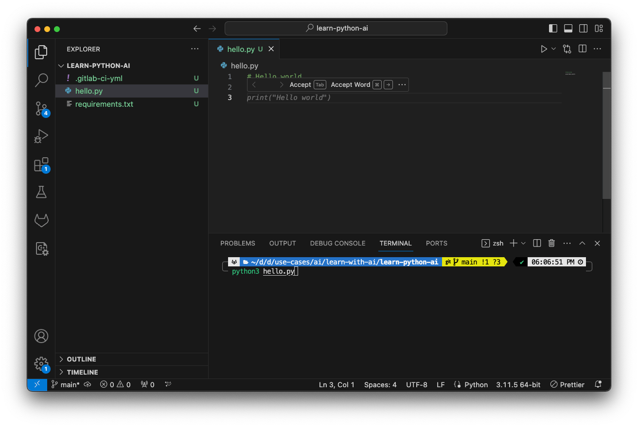 Learning Python with a little help from AI