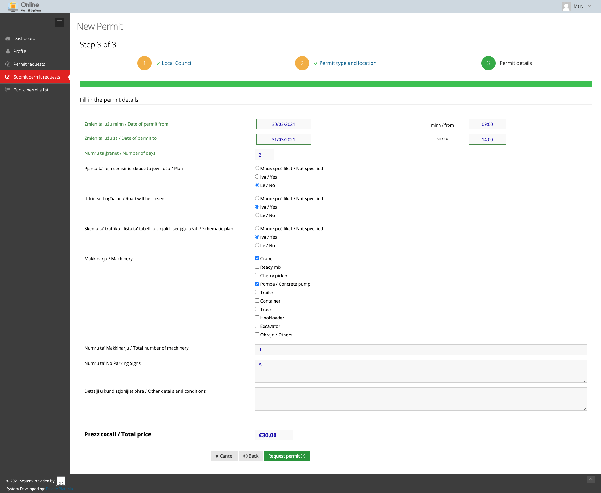 3. Applying for permits Online Permit System