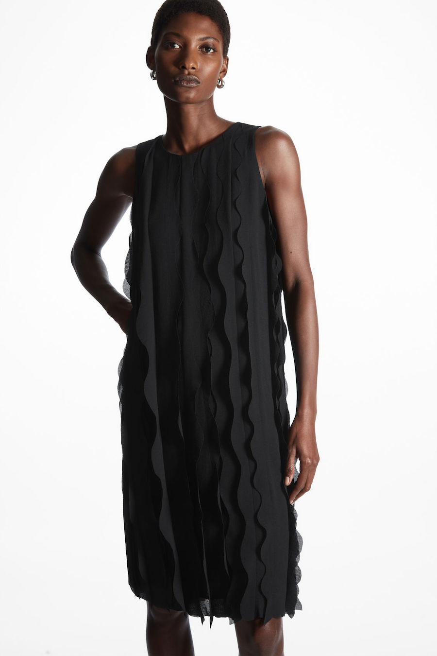 COS LaserCut Ruffled Dress ABOUT ICONS