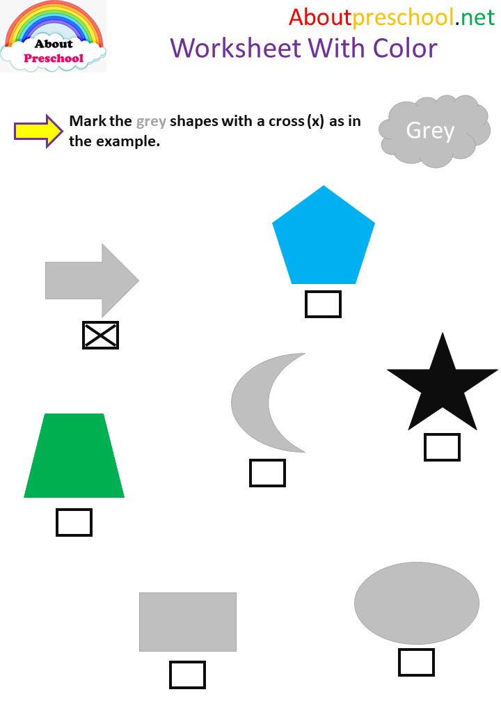worksheet with color grey about preschool