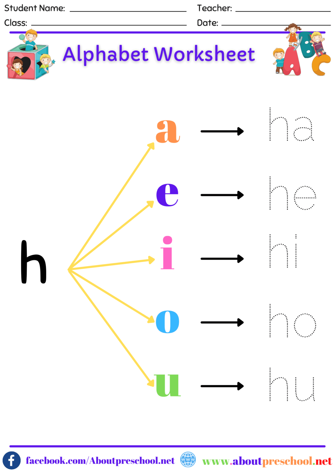 Alphabet H Worksheet - About Preschool