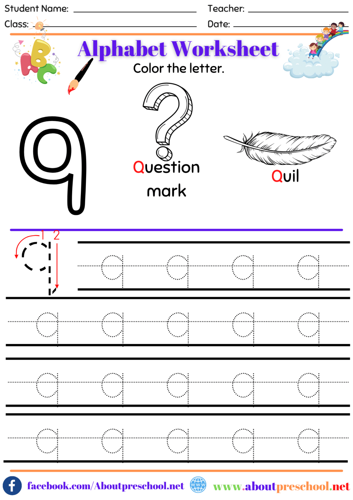 Lowercase Letters-q - About Preschool