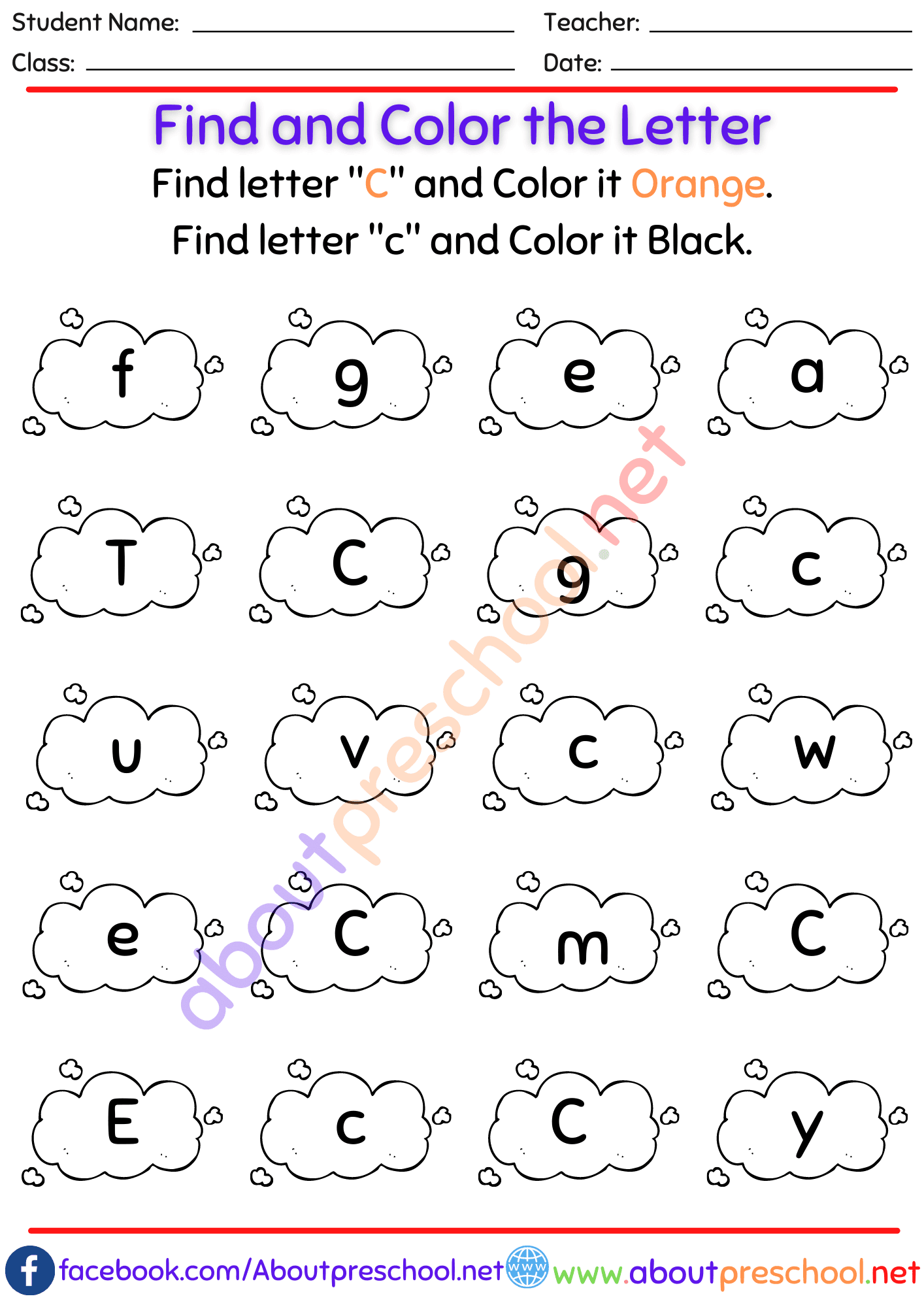 Color By Letter C About Preschool