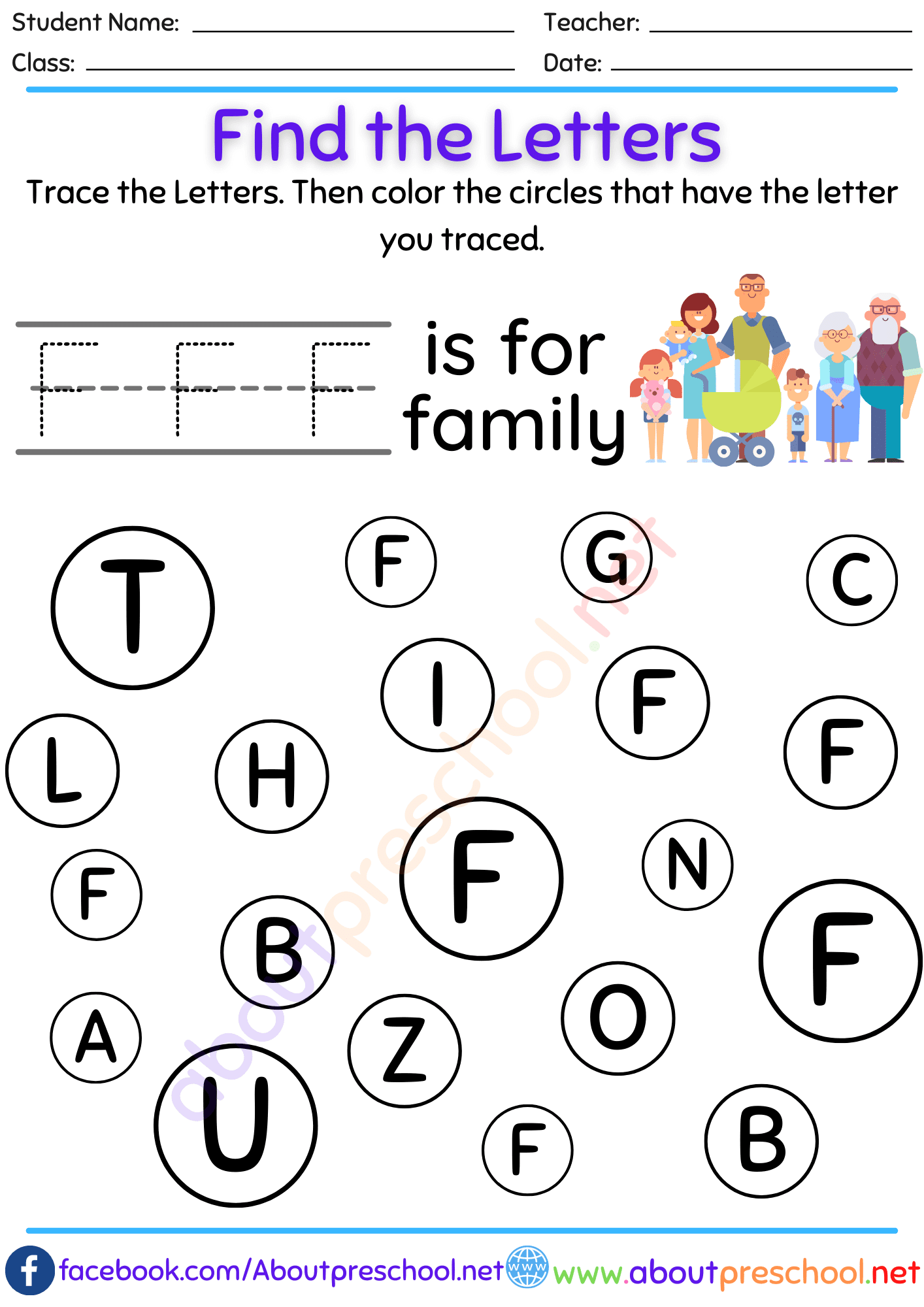 Find the Letters F - About Preschool