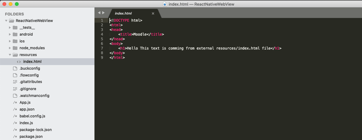 Load Local HTML File or URL in React Native using react