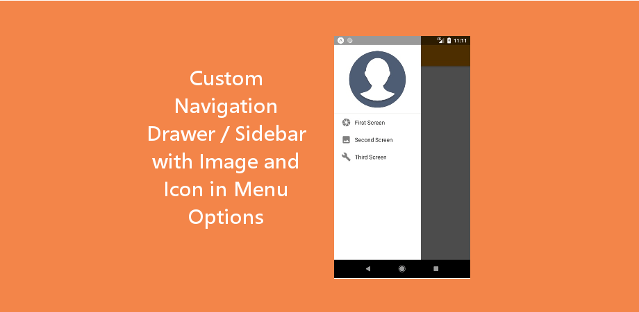 Custom Navigation Drawer / Sidebar with Image and Icon in Menu Options