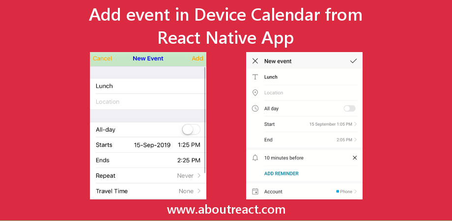 Add Event in Device's Calendar from React Native App