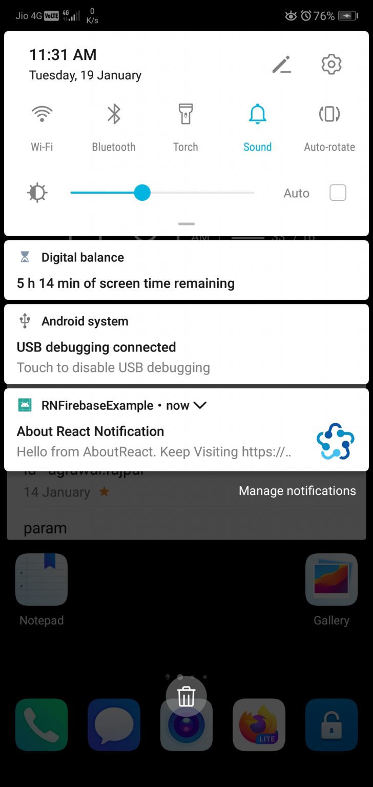 Send Notification to React Native App using Firebase Cloud