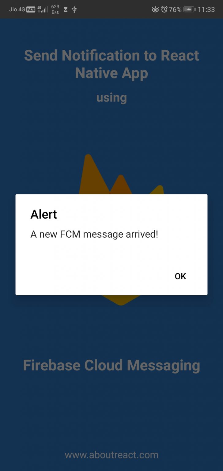 Send Notification to React Native App using Firebase Cloud