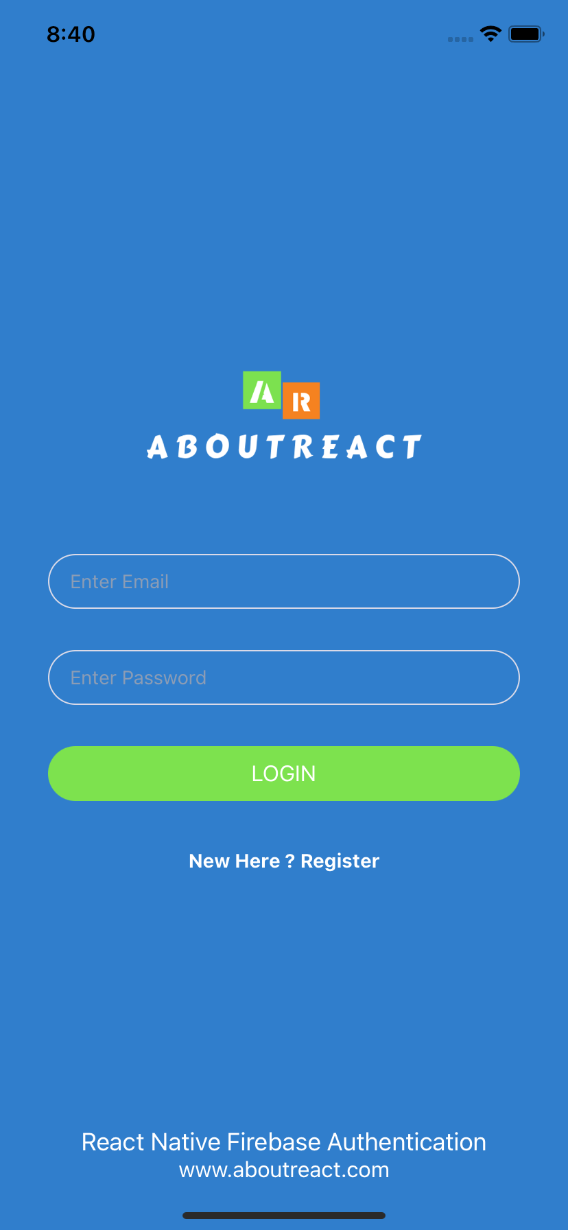 Email Authentication using Firebase Authentication in