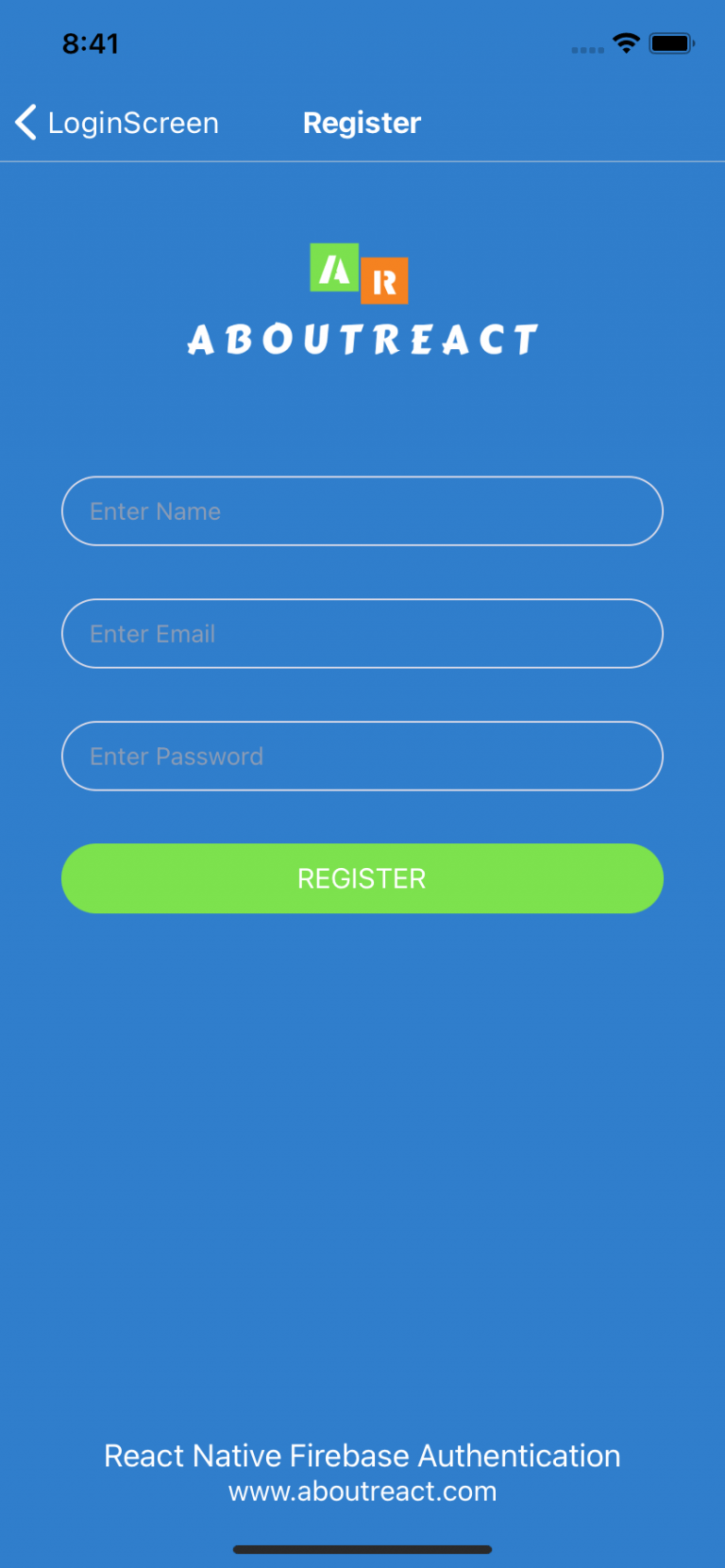 Email Authentication using Firebase Authentication in