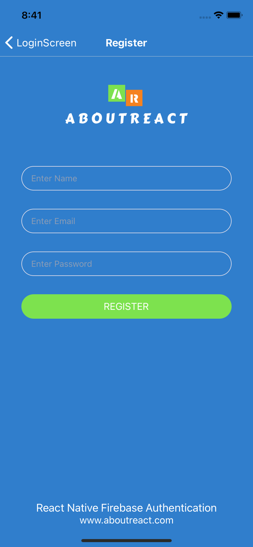 Email Authentication using Firebase Authentication in