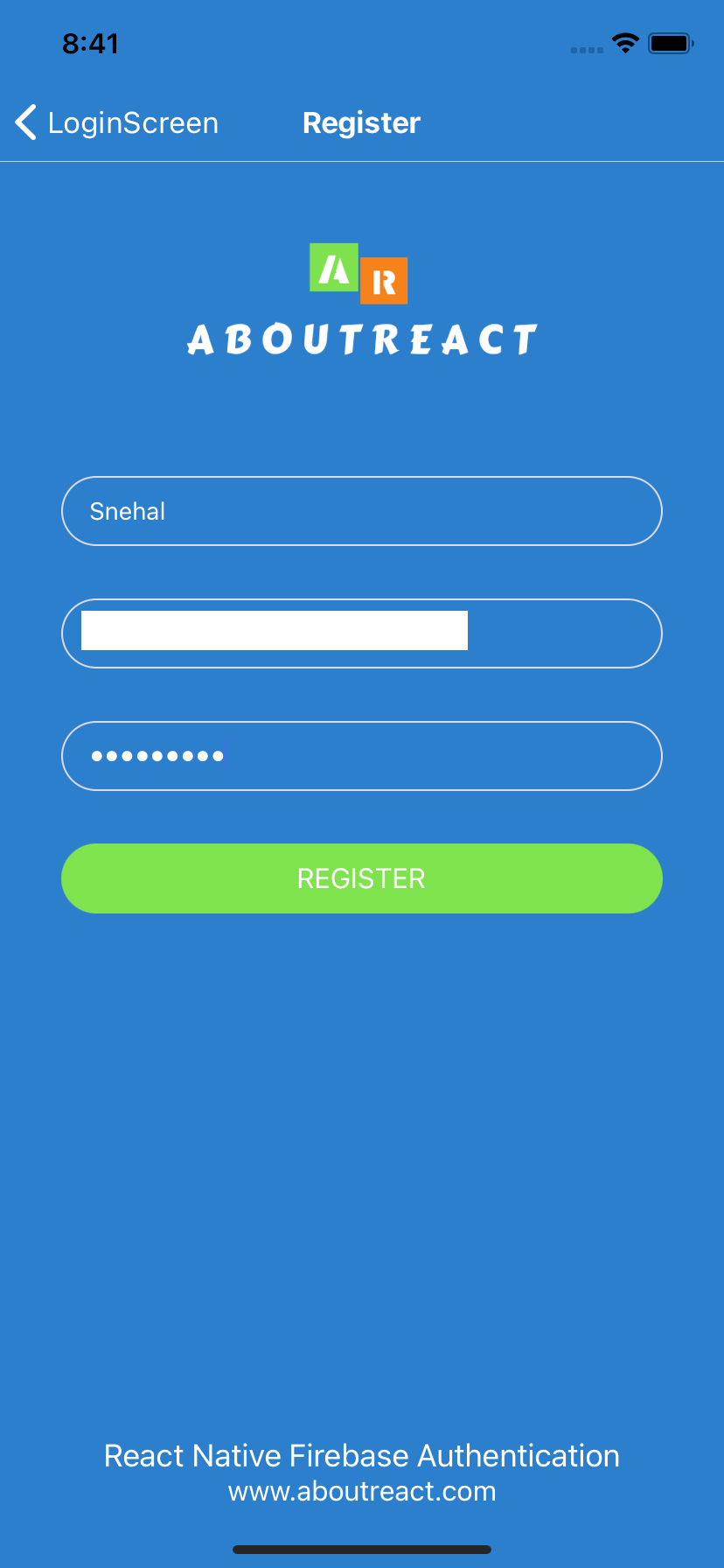 Email Authentication using Firebase Authentication in